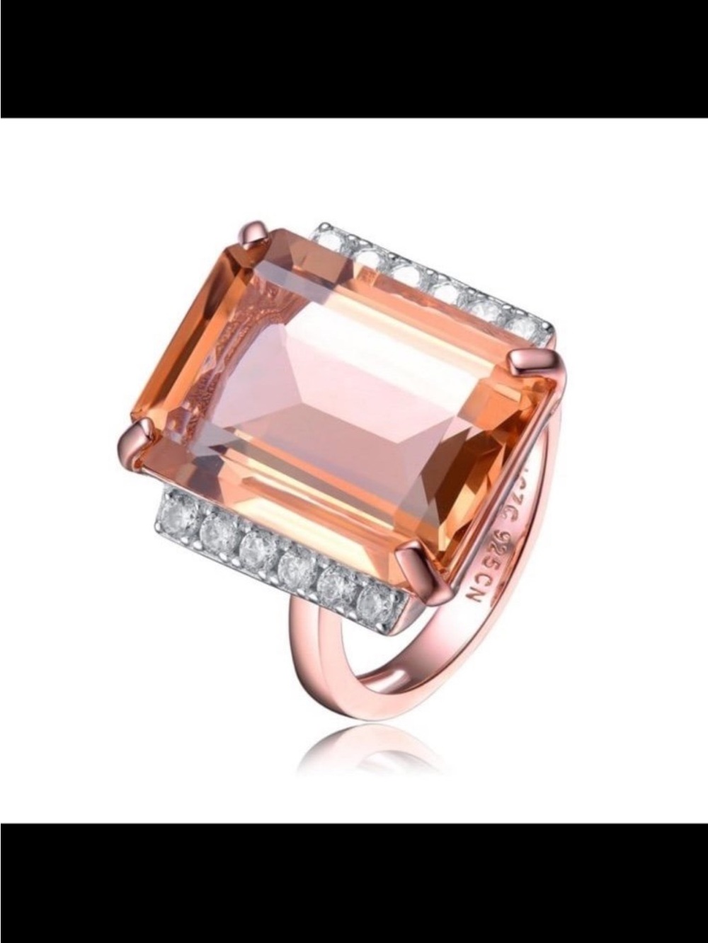 NWT genevive sterling silver 18K rose gold plated &white ZC size 6